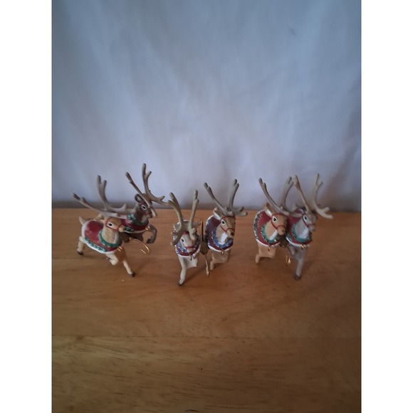 Vintage Reindeer Ornaments 1992 Three of Them - Picture 2 of 8